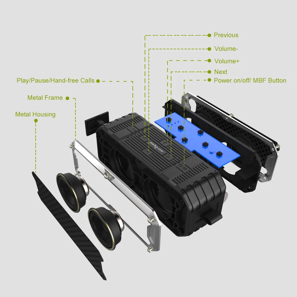 ZEALOT S6 наружная мощная Колонка Bluetooth бас водонепроницаемый звук бомба портативные bluetooth-динамики Hifi стерео аудио сабвуфер