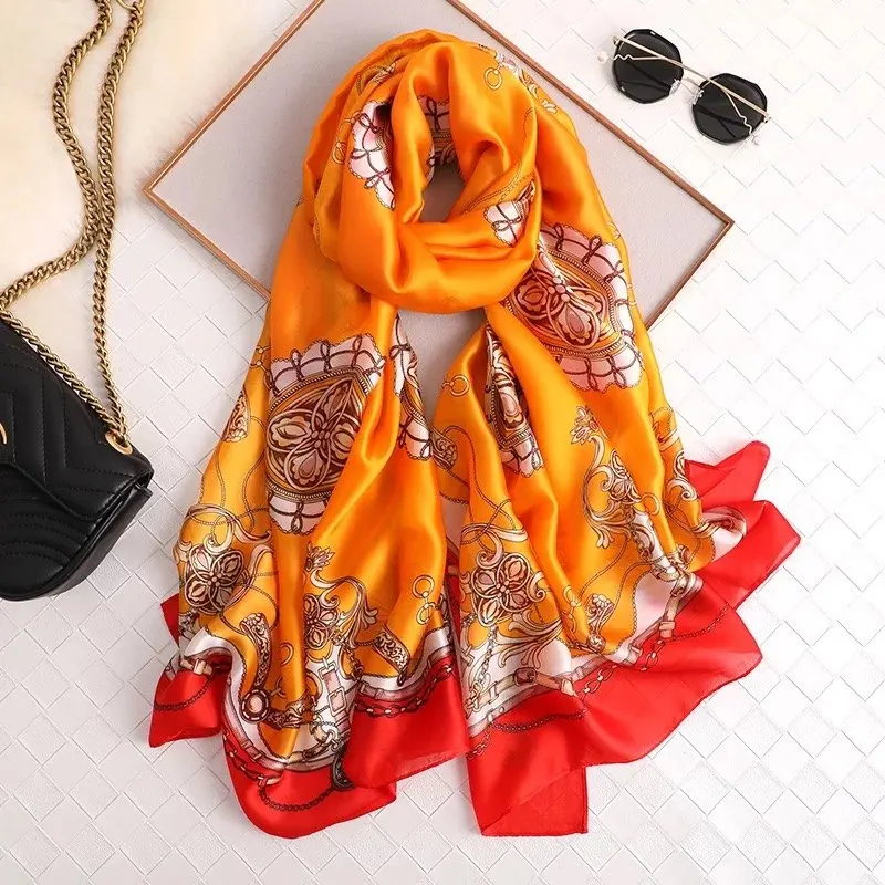 

Модный Роскошный брендовый женский шарф 2021, шелковые шали для женщин, Пашмина, пляжные палантины, хиджаб, шарфы, шали с принтом в горошек, бан...