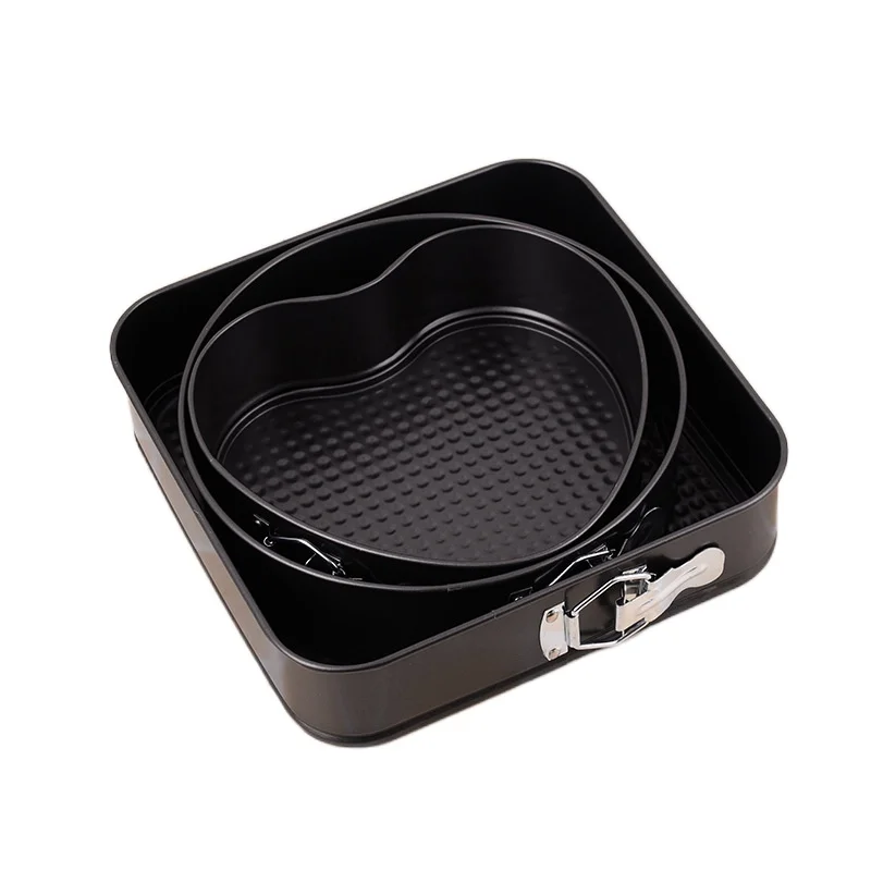 

3Pcs Metal Non-stick Cake Mold DIY Creativity Square Round Heart Shaped Live Bottom Baking Accessories Household Kitchen Tools