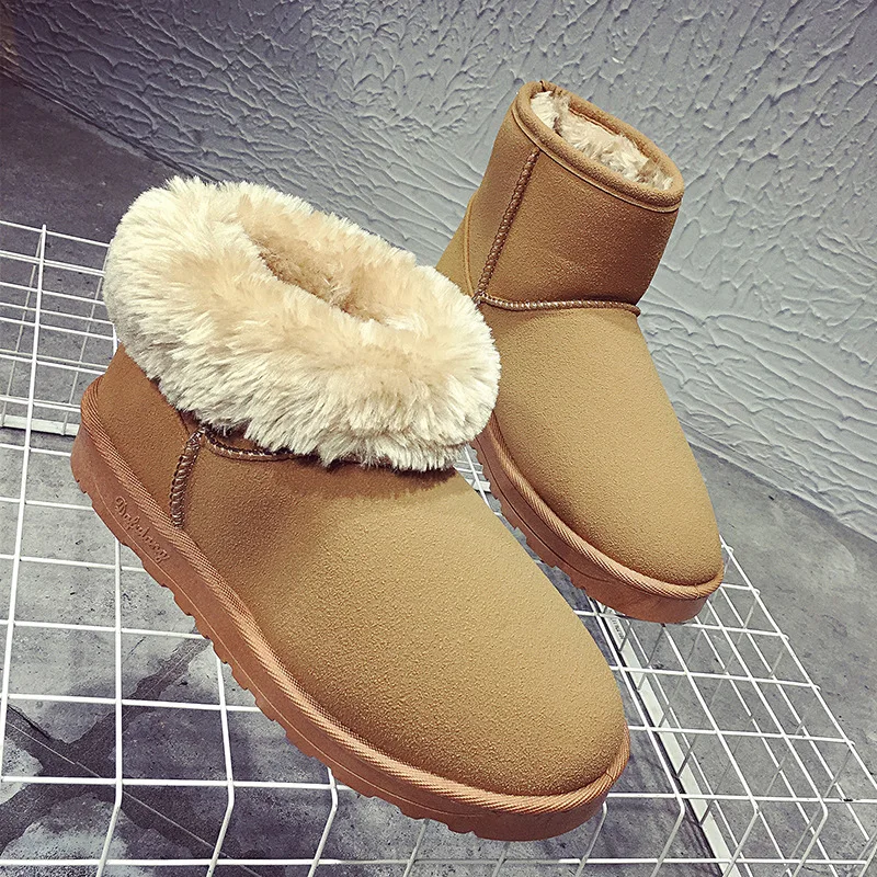 

Low-tube snow boots women's nubuck leather short boots with warm feet, plush non-slip cotton shoes, fashionable and comfortable