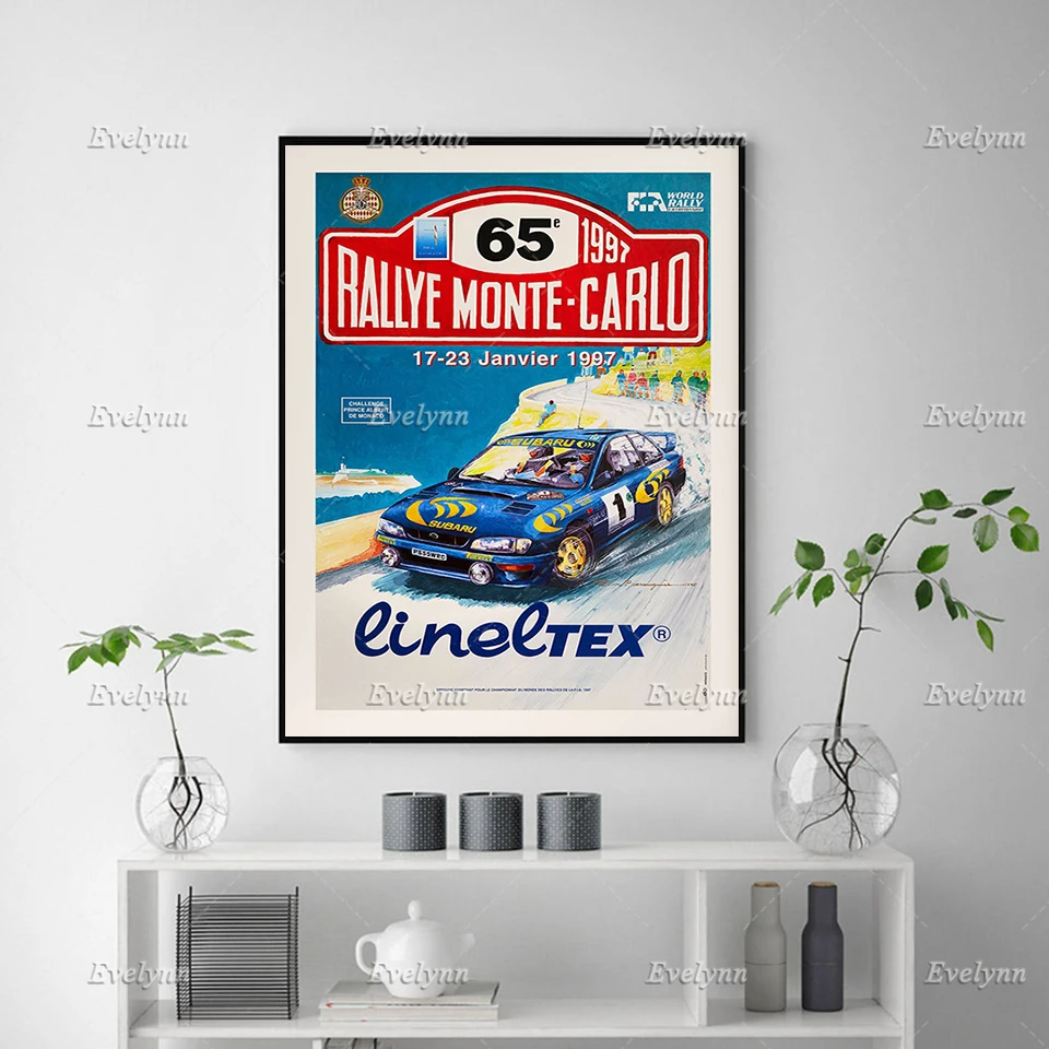 Винтажный спортивный Ралли Монте Карло Плакат 1997 /65 аттракцион Subaru/Автомобильные