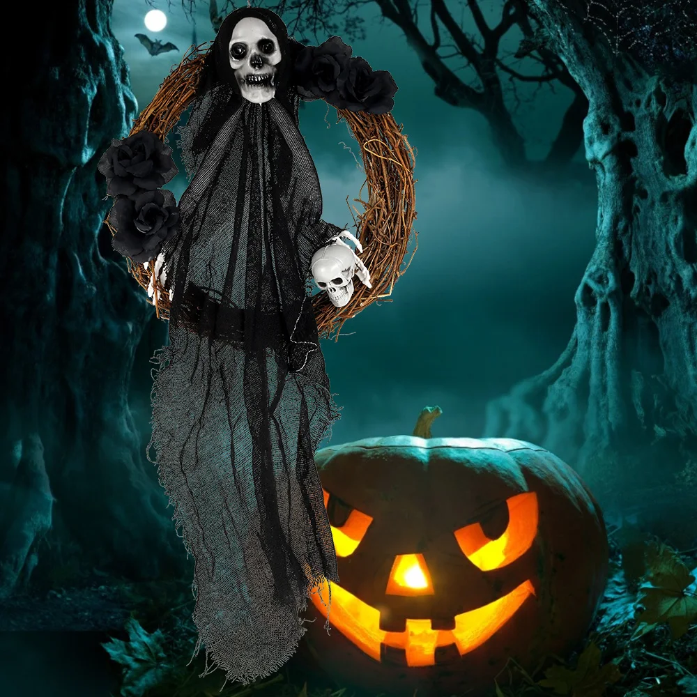 

Halloween Ghost Door Hanging Decor Festival Horror Party Wreath Ornaments Home Garland Ghost Door Hanging Decoration Props