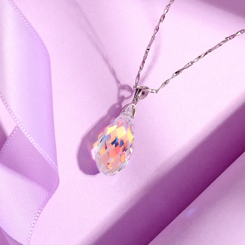 Роскошное женское ожерелье подвеска с кристаллами Swarovski длинные висячие серьги