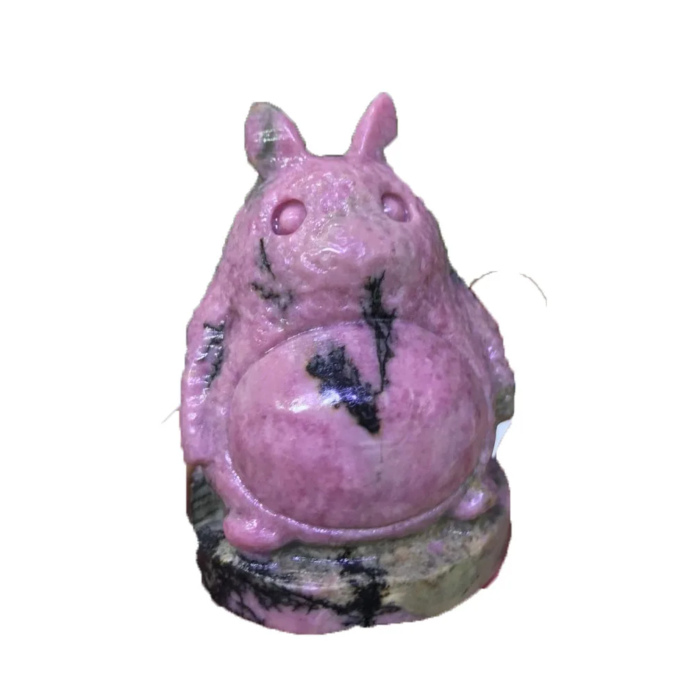 

Natural Crystal Animal Hand-Carved Rose Stone Chinchilla Healing Reiki Repair Chakra Mineral Quartz Home Wedding Ornament
