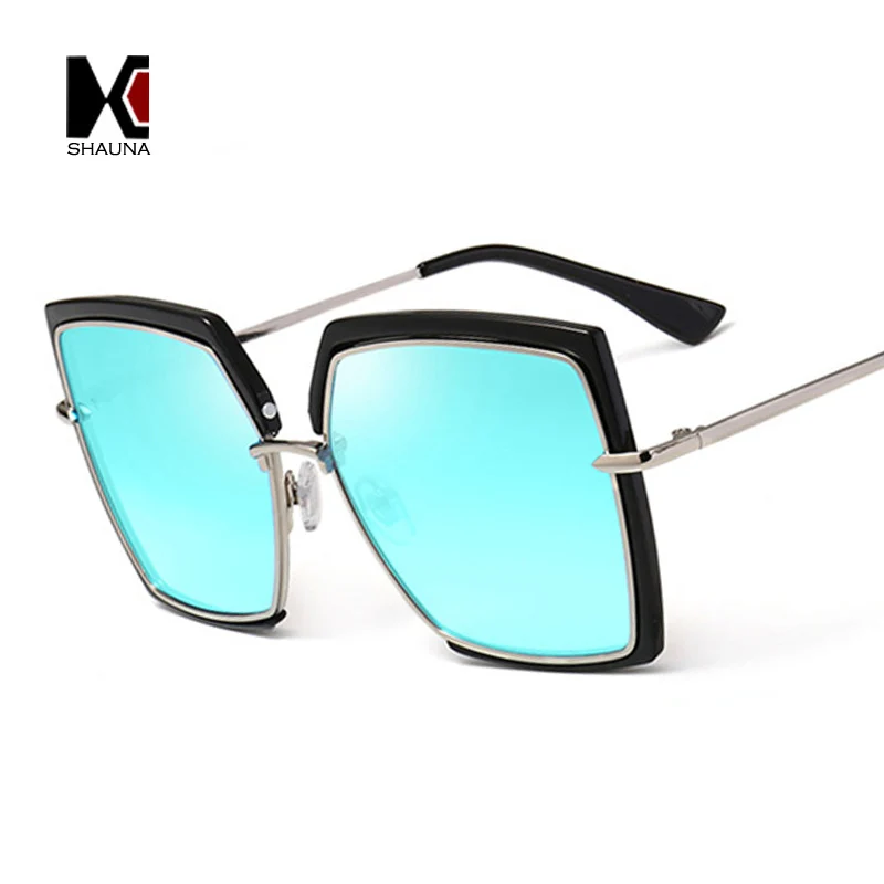 Женские зеркальные солнцезащитные очки квадратные Розовые Очки в полуоправе с