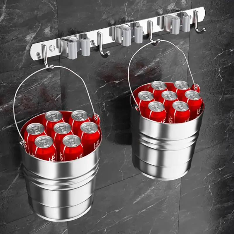 

304 stainless steel non perforated multi function wall mop clip mop rack shelf hooks for hanging