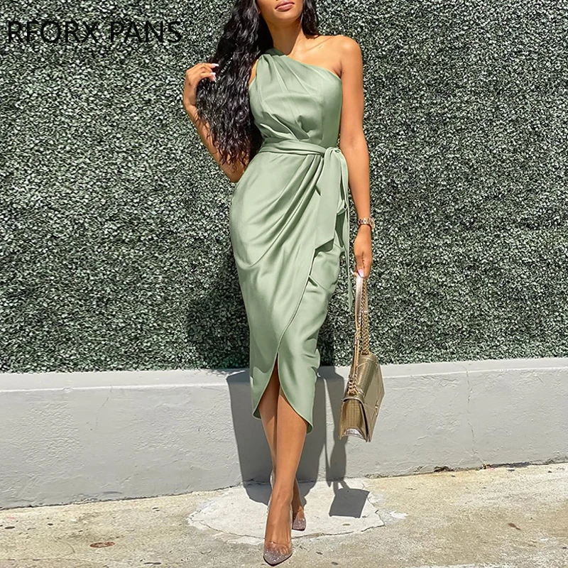 

One Shoulder Ruched Design Party Dress Bodycon Dress