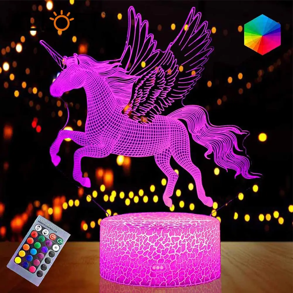 

Светодиодсветодиодный Акриловые 3D лампы, прикроватный светильник с крылатым коньком и сенсорным управлением, украшение для дома, детской к...