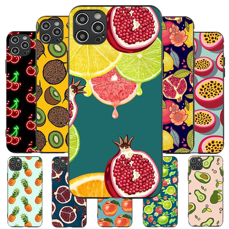 

Phone Case For iPhone 6 7 8 SE X XS XR 11 12 Pro Max Fruit Print TPU Soft Case Apple iPhone Cover Couque