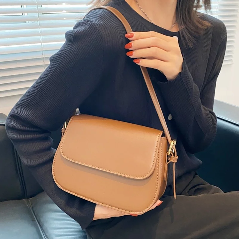 

Simple Saddle Bag 2021 New Women PU Leather Messenger Bags Fashion Daily Totes Lady Elegant Handbags All-match Crossbody Bags