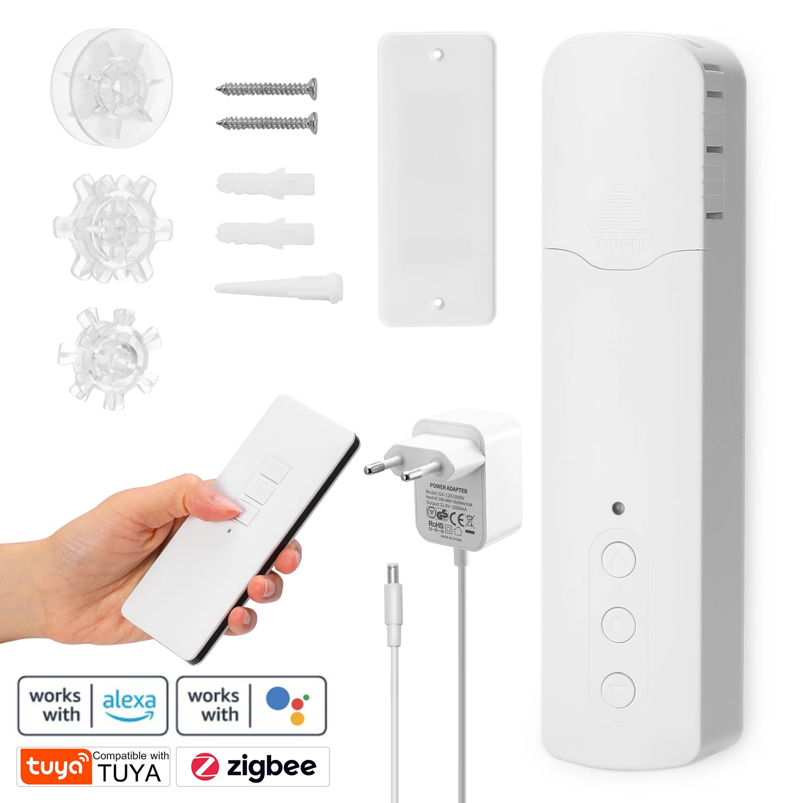 

Двигатель для занавесок Tuya ZigBee TM616EGZT, пульт дистанционного управления для умного дома, отеля, электрический привод для занавесок для Alexa, Google...