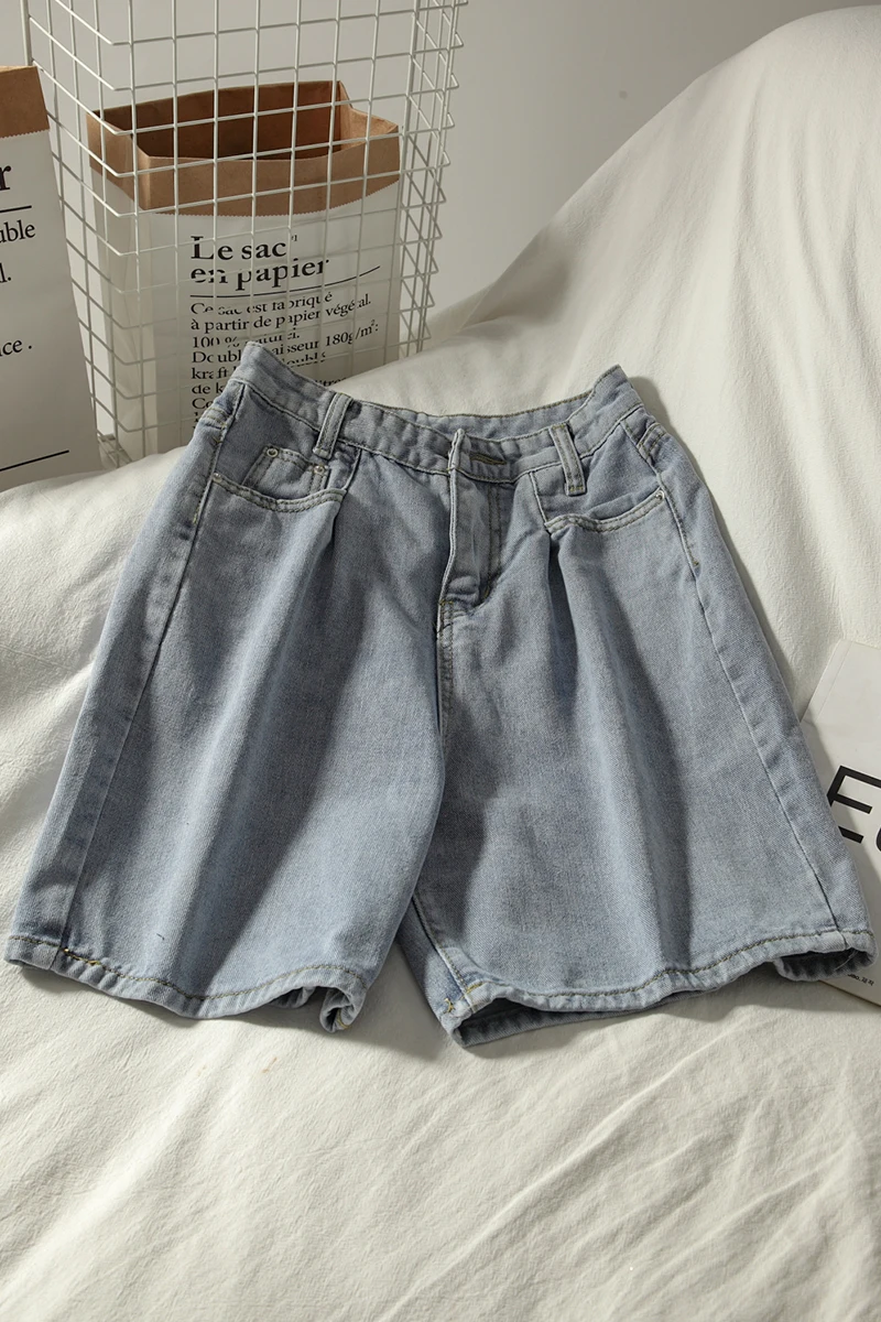 

Students' high waist casual pants summer versatile Capris women's hot pants denim shorts loose straight wide leg pants