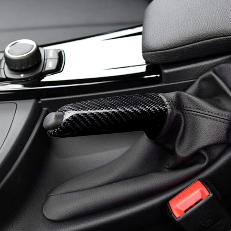 

Car Real Carbon Fiber Handbrake Cover Grip Handle Lever Brake Handle Cover for -Bmw1 3 4 Series Gt E90 E92 F30