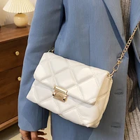 diamond lattice women crossbody bag metal chain messenger bag 2021 new small flap shoulder handbags luxury pu leather female bag