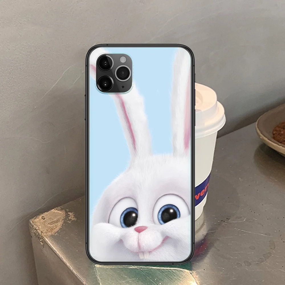 

snowball rabbit Phone Case Cover Hull For iphone 5 5s se 2 6 6s 7 8 12 mini plus X XS XR 11 PRO MAX black soft cover silicone
