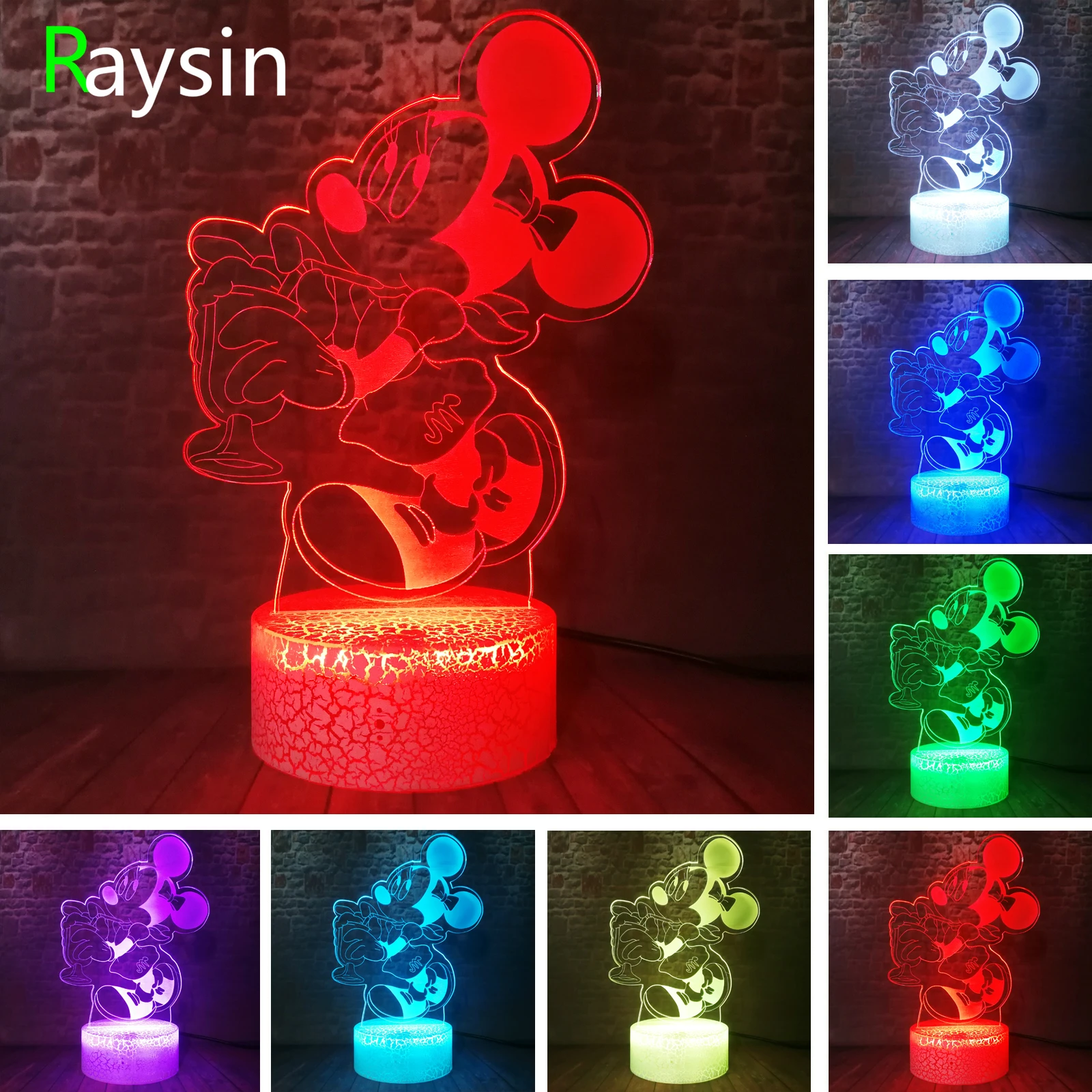 Комиксы мультфильм 3D светящиеся девушки Микки Минни мыши фигурки 7 цветов умный