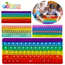 New Pop Push Bubbles Keyboard Fidget Toys Multi-color With Words for Children Desktop Relieve Stress or Anti-stress Silicone Toy