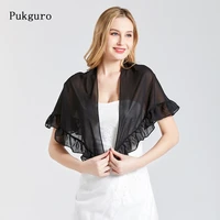 pukguro chiffon wrap shawls capes for womens elegant ruffle bolero jacket cape chaquetas de fiesta mujer wedding wrap simple