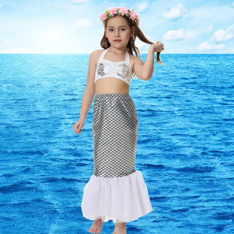 Хвост русалки 4 шт. в комплекте костюм для косплея купальный девочек Детский