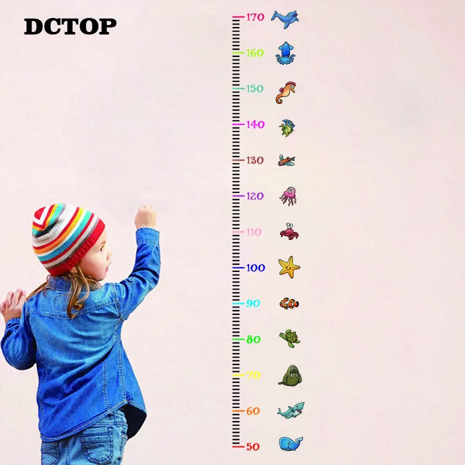 Милая Морская звезда черепаха дельфин измерение высоты настенные наклейки для