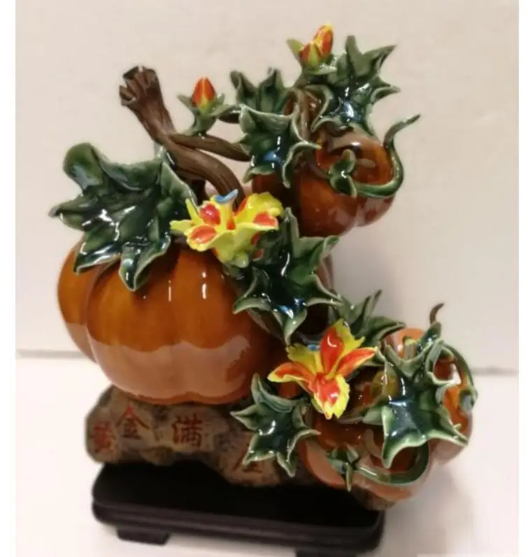 

Treasure pumpkin gold houseful fruit decorations Shiwan ceramic doll Chinese style living room Sculpture statue carving Home