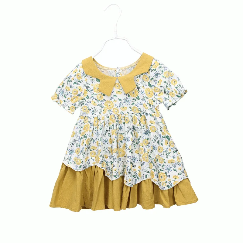 asymmetrical design cute o-neck floral girls Easter dress summer casual quality kids children's clothing | Детская одежда и