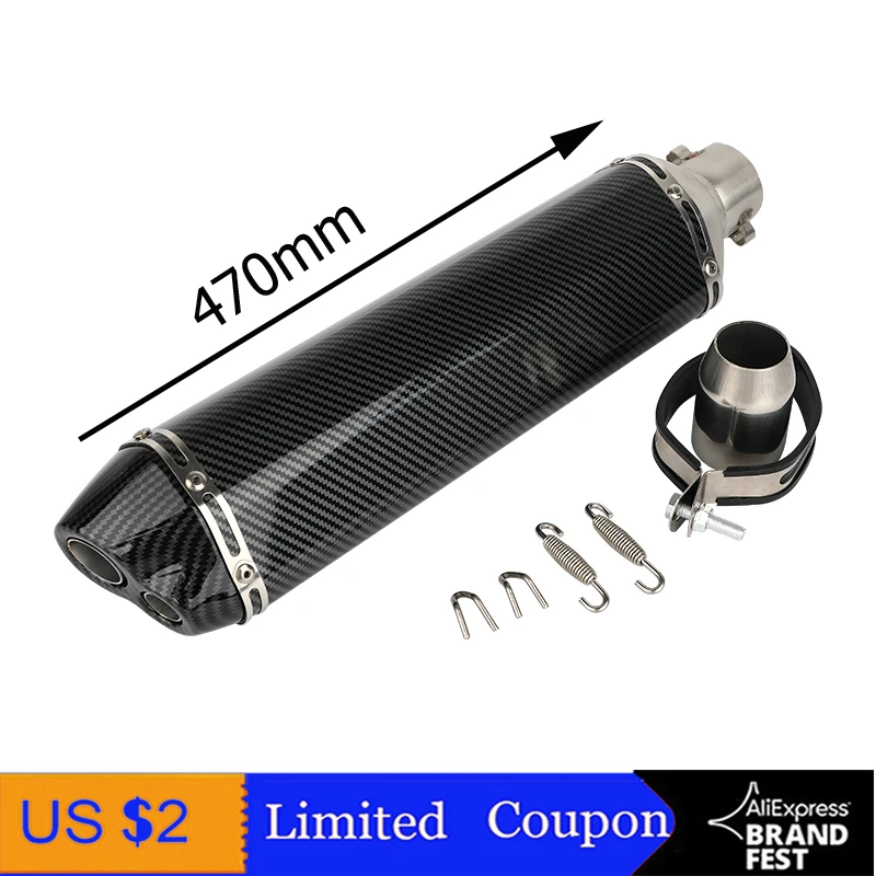 

470MM AK Double Hole Motorcycle Exhaust Pipe Scooter Motocross Muffler Modify Motorbike Escape DB Killer MT03 MT07 R1 CBR400