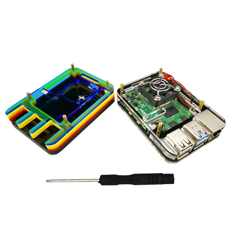 

For Raspberry Pi Acrylic Case with Cooling Fan for Raspberry Pi 4 Model B