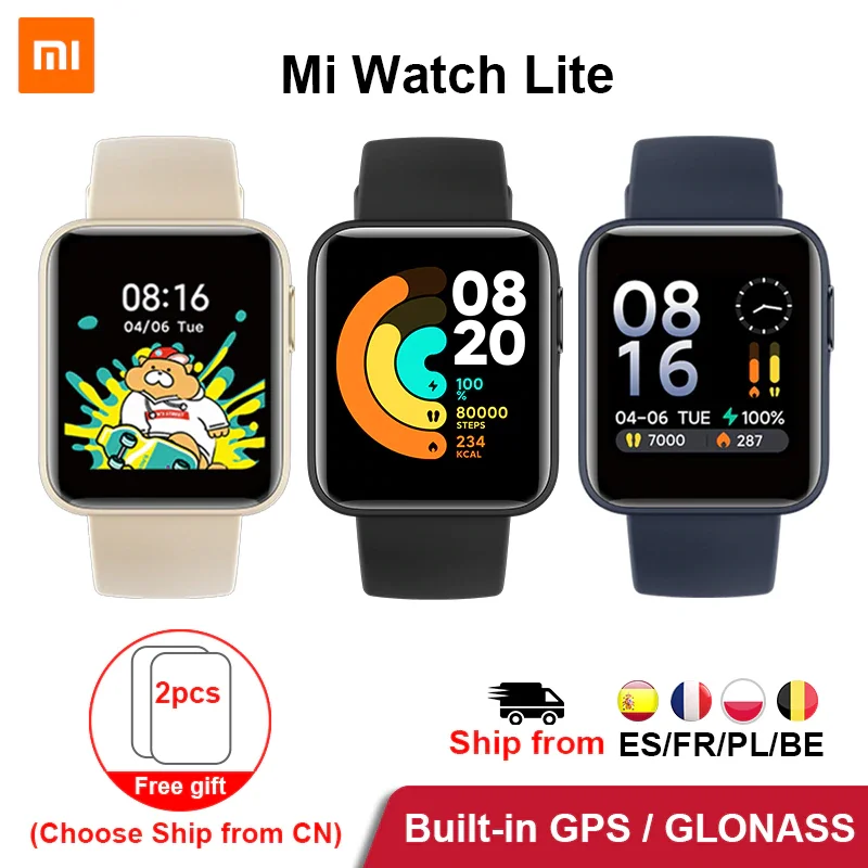 Водонепроницаемые Смарт часы Xiaomi Mi Watch Lite с GPS ЖК экраном 1 4 дюйма Bluetooth 5