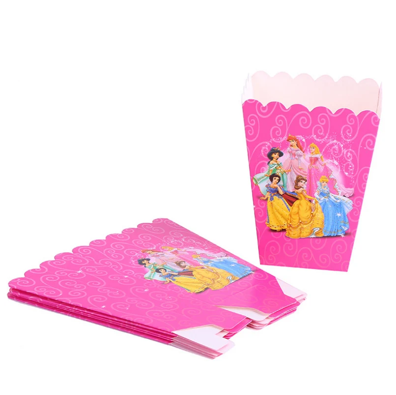 Popcorn box 6pcs 1 X Принцесса София/Аврора/Белоснежка/Эльза/Анна, кекс, топперы, юбка ручной работы украшение торта, подарок на день рождения для девочки - Цвет: Popcorn box 6pcs