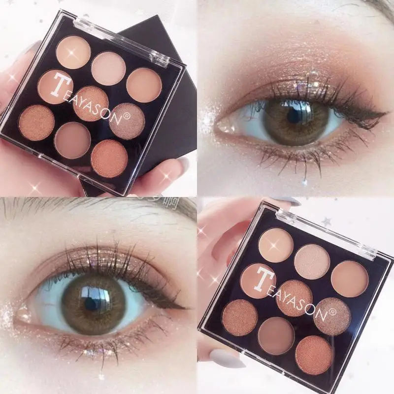 

9 Color Eyeshadow Palette Long Lasting Not Blooming Waterproof Eye Shadow Makeup Sequins For Stage Makeup Cosmetics TSLM1