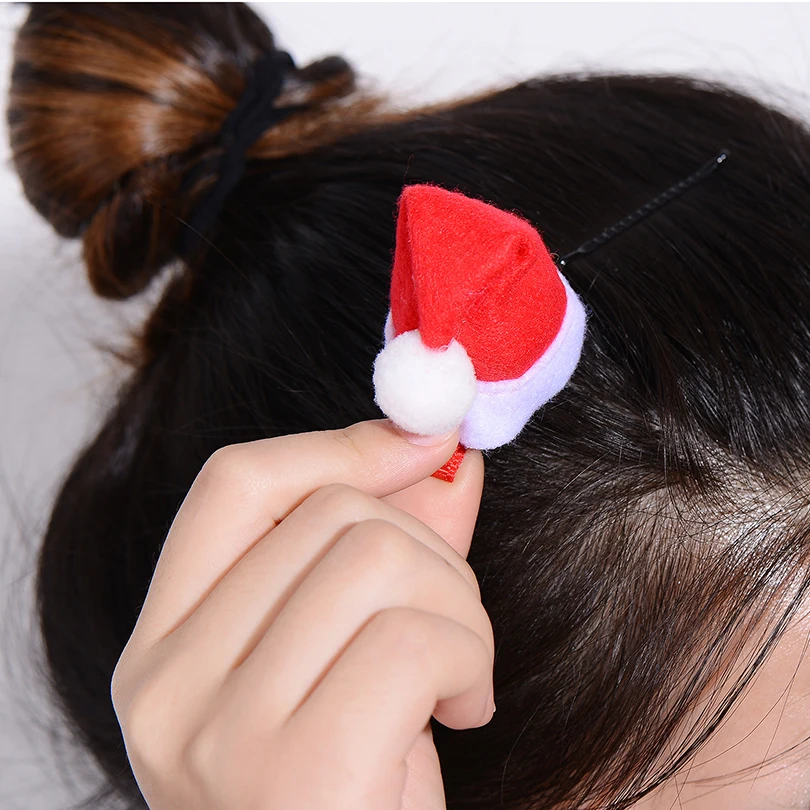 Милая Красная рождественская шапка заколка для волос женщин винтажные хлопковые