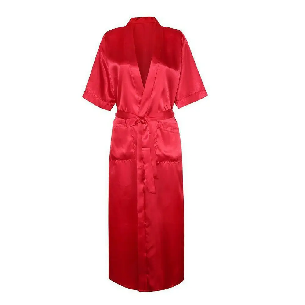 

Women Satin Long Silk Bath Robe Babydoll Lingerie Nightdress Underwear Everyday