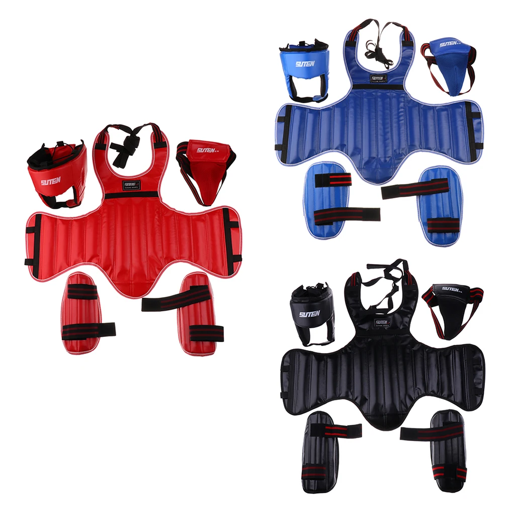 MMA Boxing Protective Gear Set - Kickboxing Training Headgear Body Chest Groin Protector & Shin Pads Various Colors | Спорт и