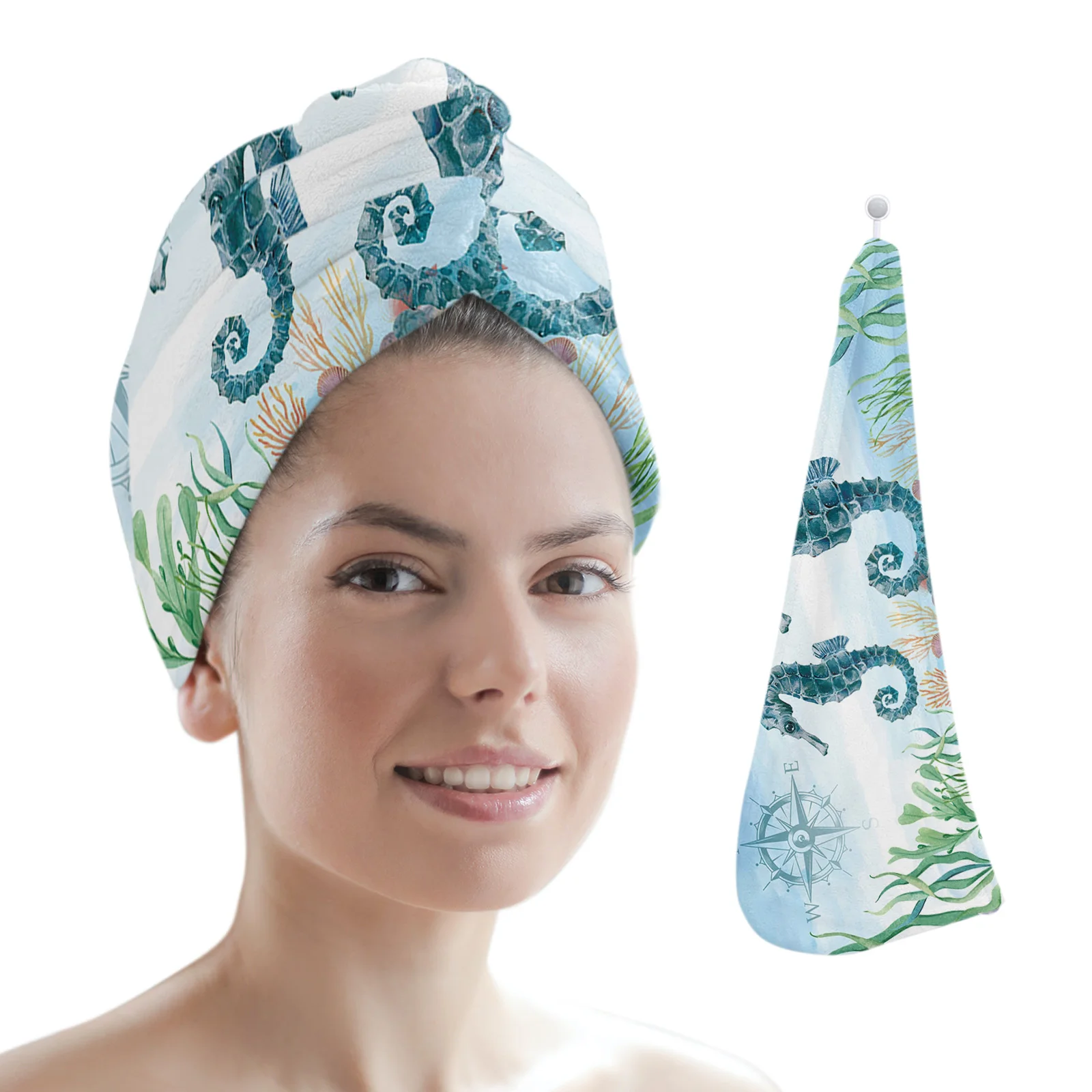 

Полотенце из морской кожи с морскими водорослями, женское Впитывающее быстрое женское полотенце для волос из микрофибры