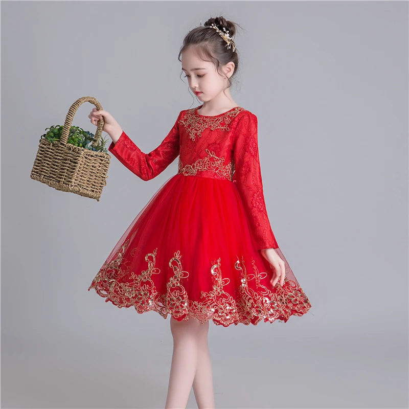 Платье принцессы для девочек на осень и зиму модели больших красных платьев