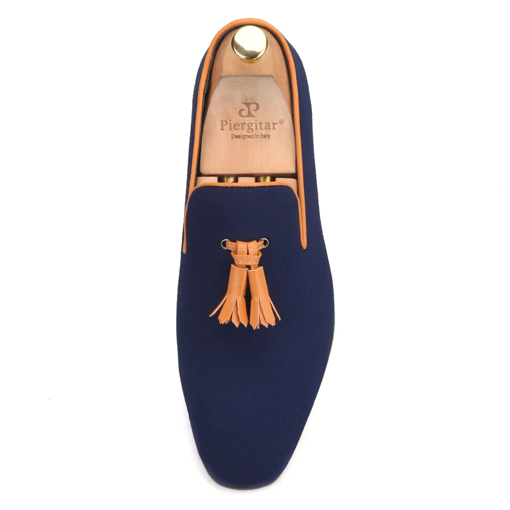 Мужские парусиновые туфли Piergitar кожаные лоферы ручной работы с кисточками для