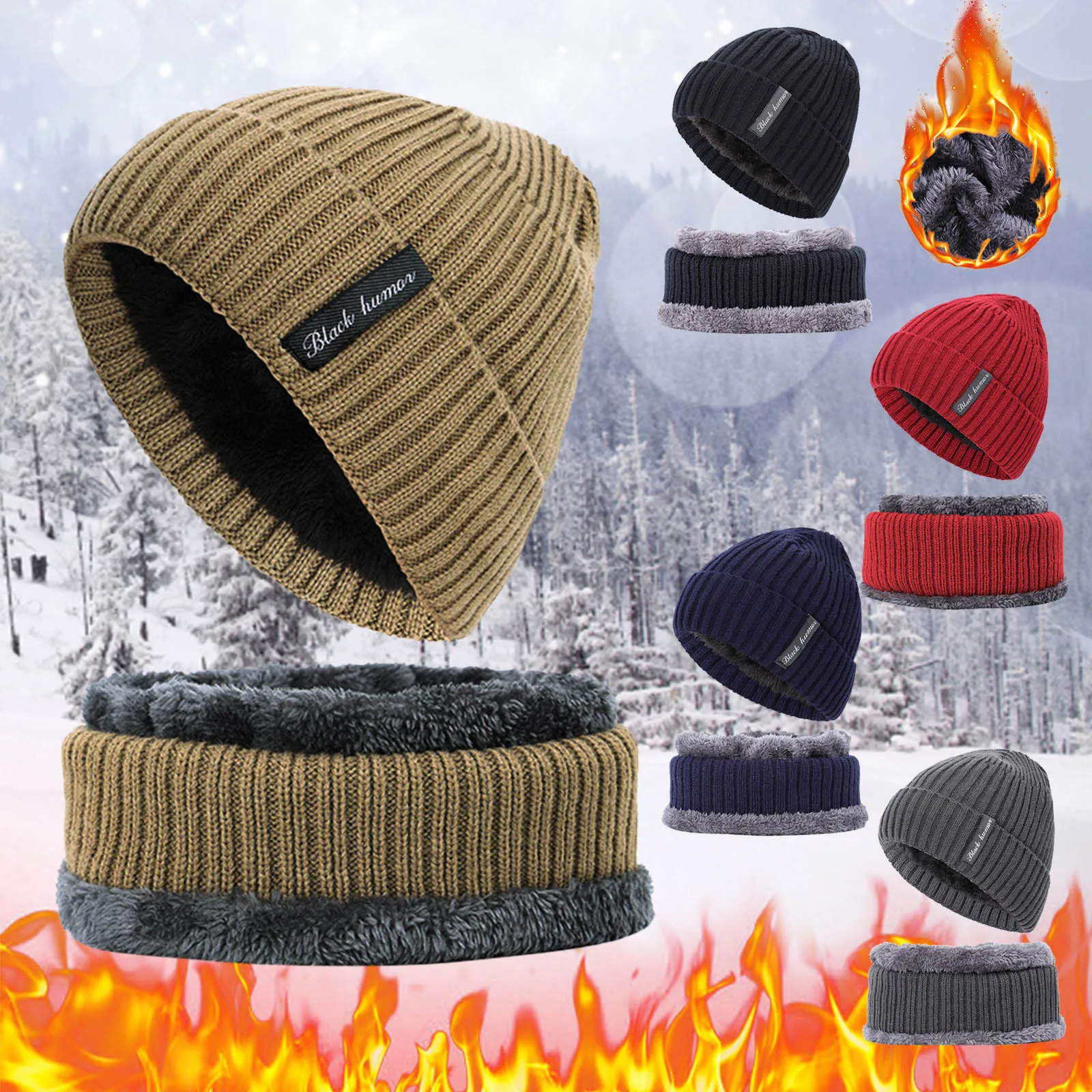 Фото Новая мужская плотная зимняя шапка шарф и бархатная Теплая Лыжная костюм защита