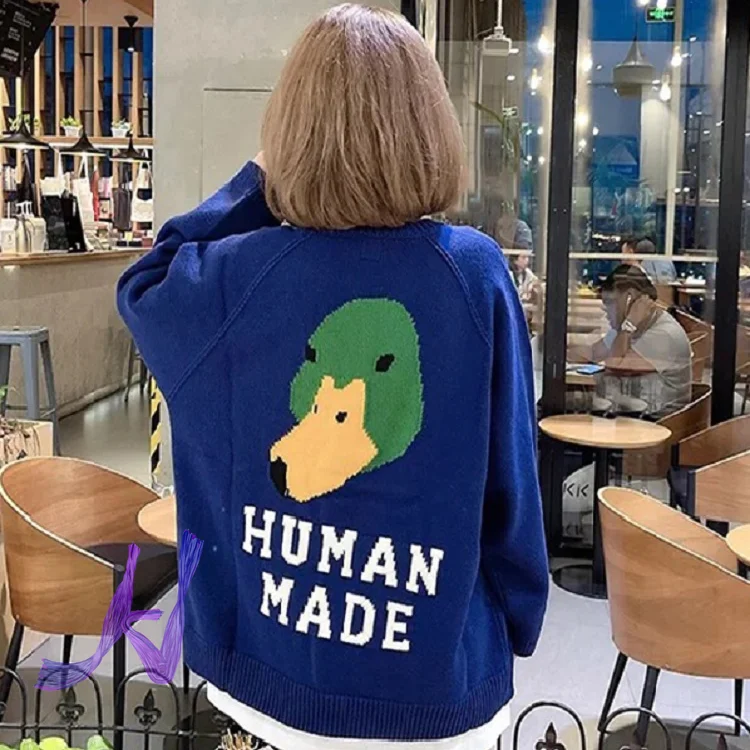 

Human Made Hoodie Men Green Head Duck OS Sweater Cartoon Loose Humanmade Women's Sweatshirt