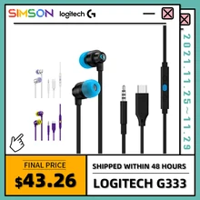 Newest Logitech G333 3.5mm In-Ear Gaming Headphones with Microphone USB Aluminum Alloy for Laptop PC Gaming Earphone Headset