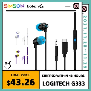 newest logitech g333 3 5mm in ear gaming headphones with microphone usb aluminum alloy for laptop pc gaming earphone headset free global shipping