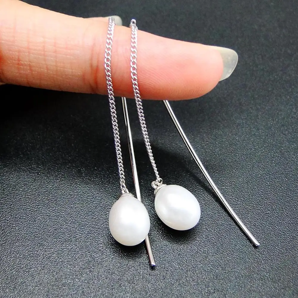 

Серьги-подвески женские из серебра 925 пробы с натуральным пресноводным жемчугом