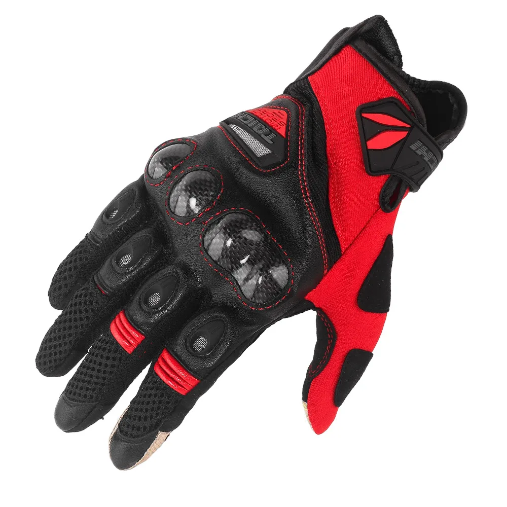 Дышащие мотоциклетные перчатки с сенсорным экраном Luva Motoqueiro Guantes Защитное снаряжение инструмент короткие нескользящие перчатки для мотокросса - Цвет: Black Red