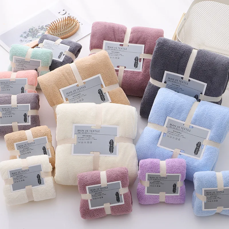 2pcs 70x140cm35x70cm solid high density coraline coral velvet towel water absorption soft bathroom towel sets for adults free global shipping