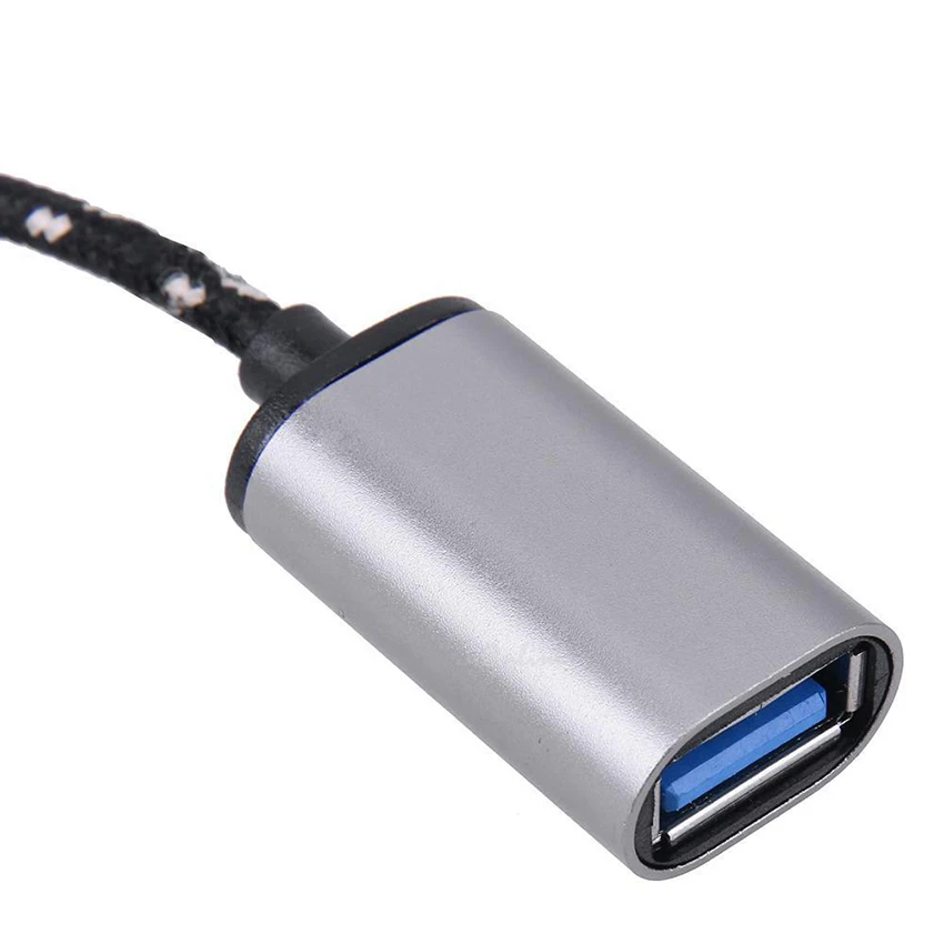 Плетеный Micro USB штекер-USB гнездо OTG адаптер кабель передача данных для смартфонов