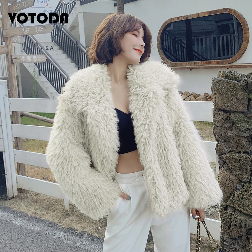 Winter Women Thicking Fur Coat Turn-down Collar Mongolia Sheep Fur Jacket Lady Elegant Luxury Top Girl Fashion Faux Fur Overcoat