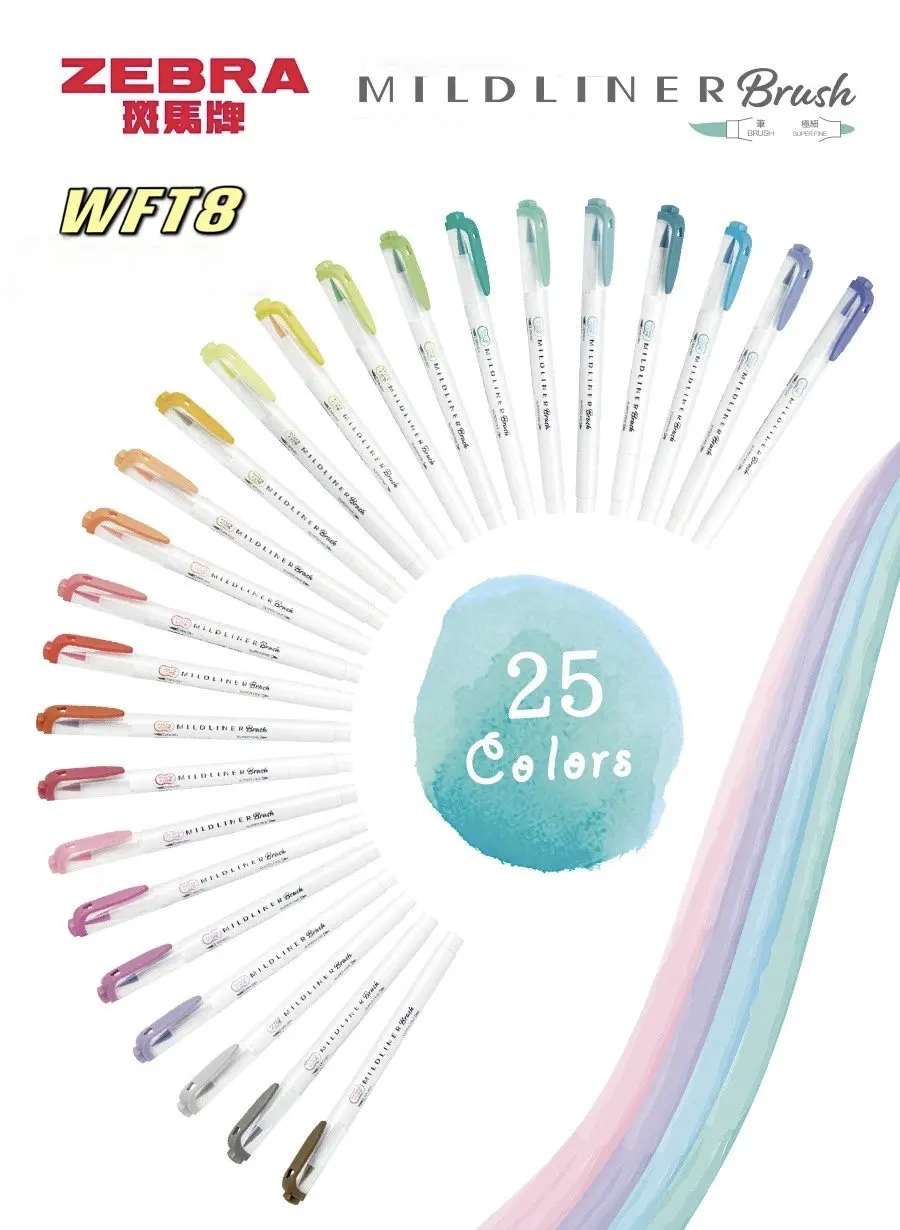 2 5 цветов s Зебра MildLiner кисть Набор WFT8 двухсторонний маркер фломастер поставки