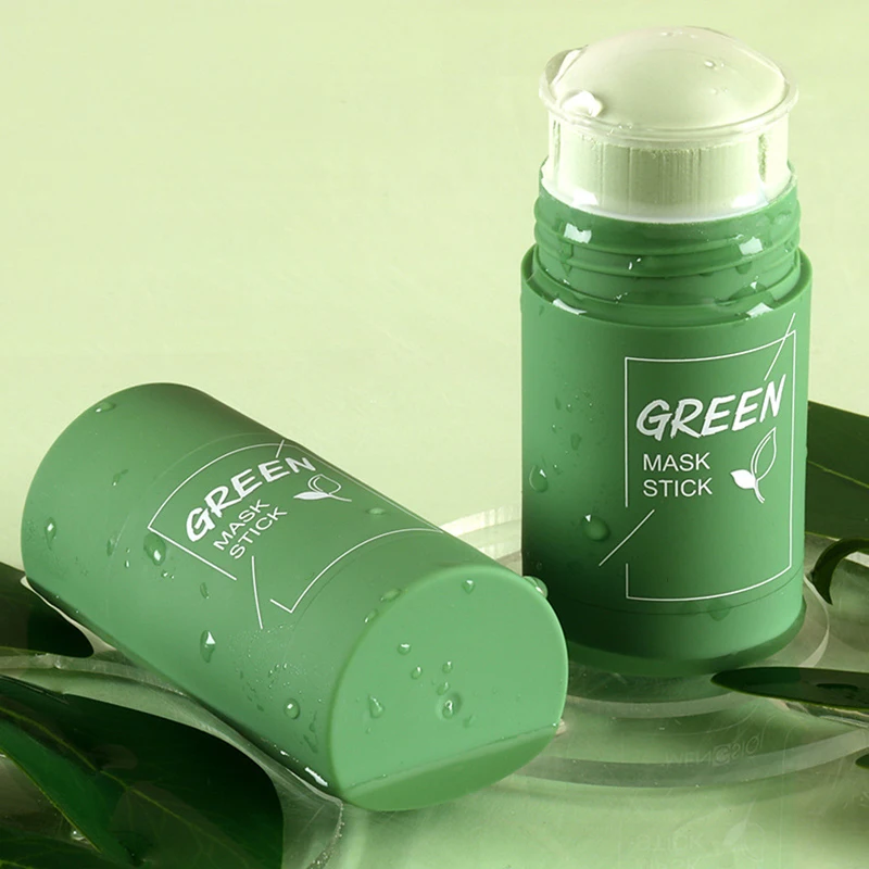 

Green Tea Purifying Clay Stick Mask Oil Control Anti-Acne Aubergine Fine Solid Acne Cleansing Solid Mask Green Tea Cosmetic