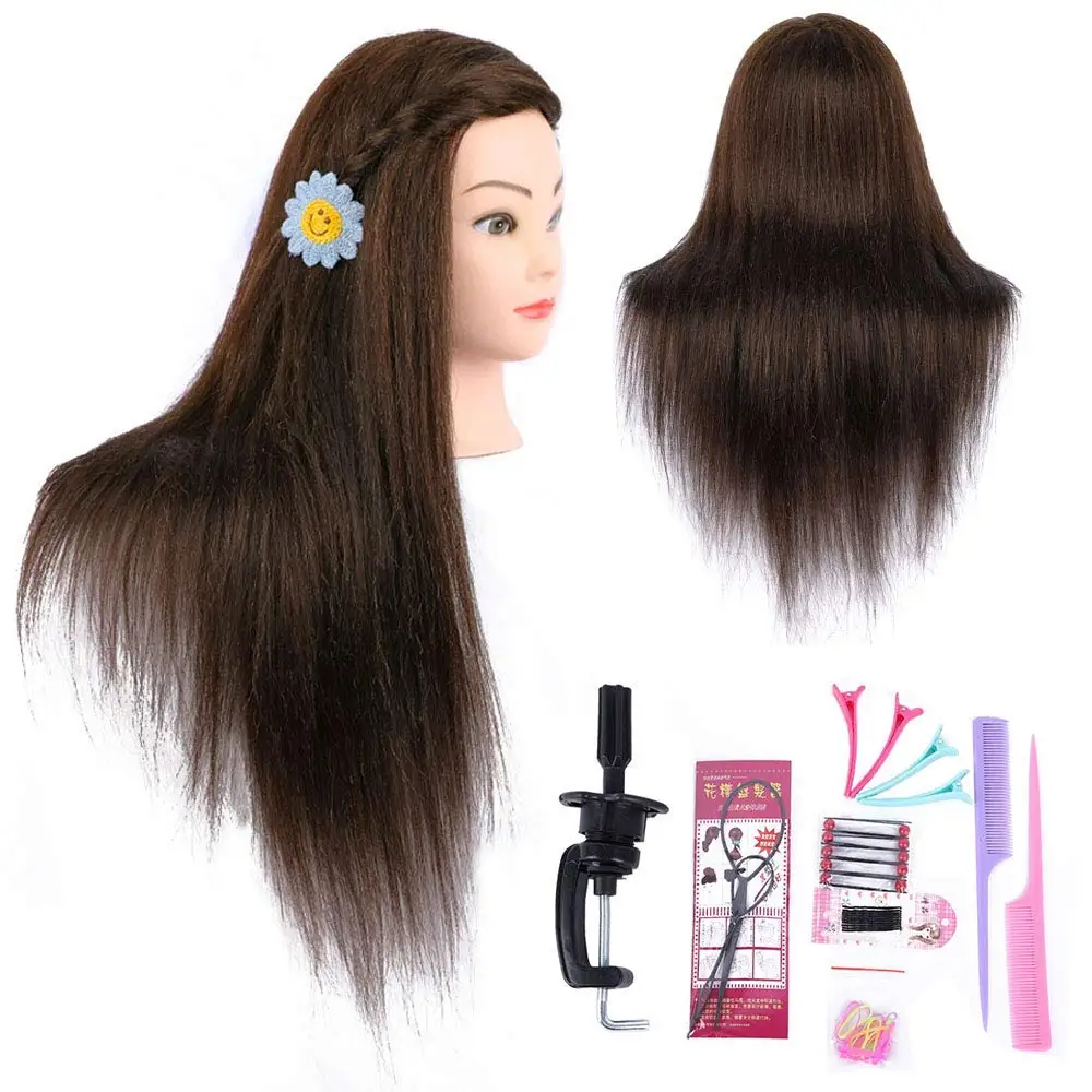 Mannequin Head Brown 26 Inch Color 4# Long Straight Hair Training Styling Manikin Practice Cosmetology Doll | Шиньоны и парики