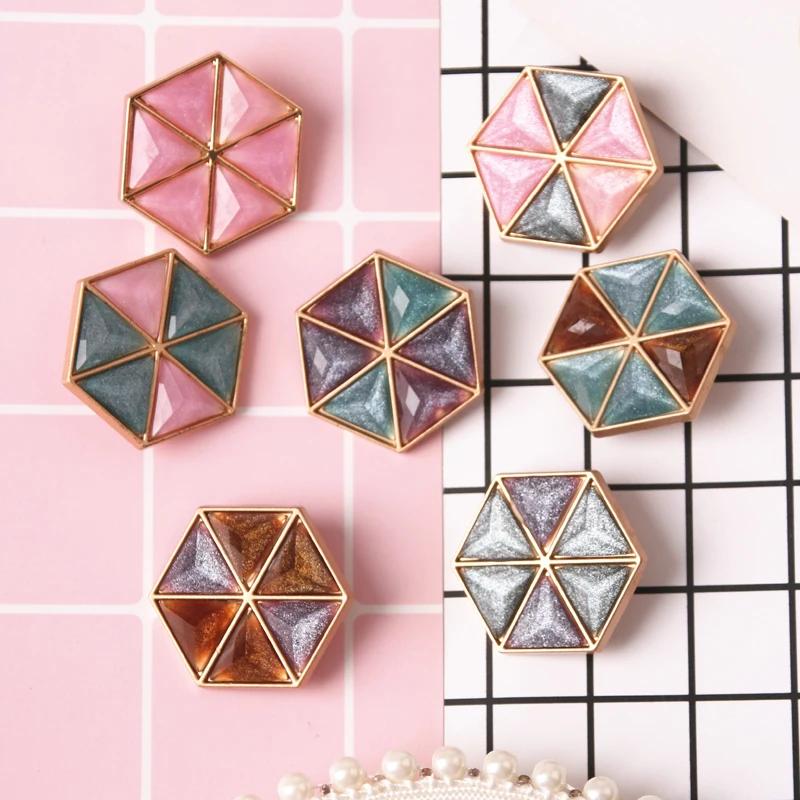 5 шт. модные высококачественные квадратные Красочные металлические пуговицы